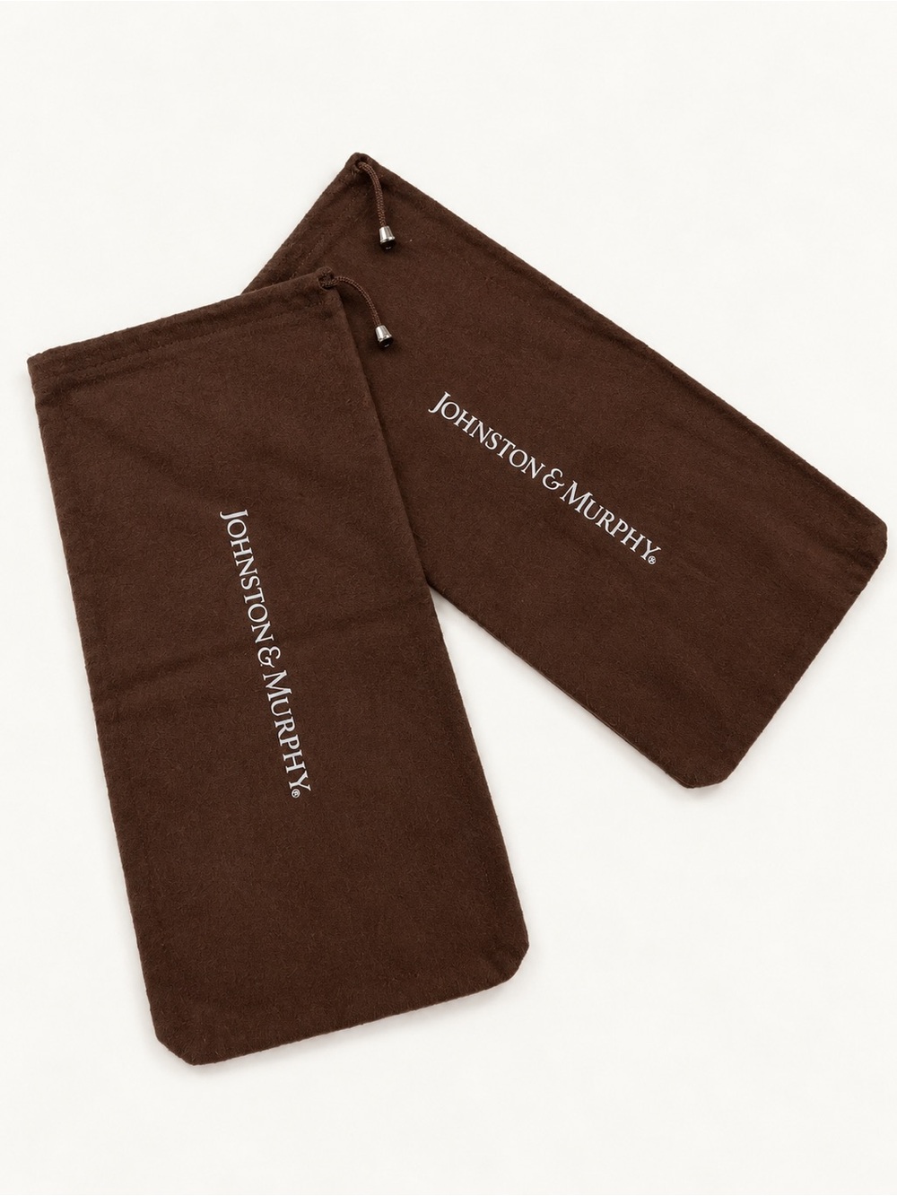 Johnston & Murphy Chocolate Brown Cotton Shoe Dust Bags Set of 2 Made in Italy